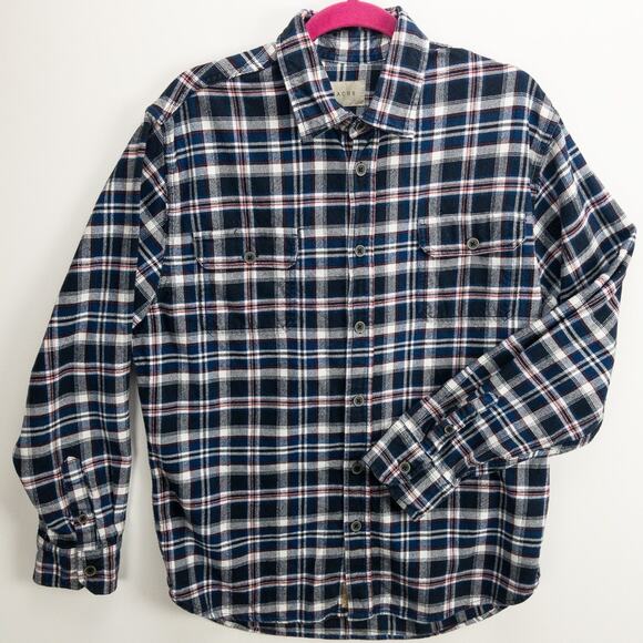 JACHS Long Sleeve Button-Up Shirt Flannel, dual chest pockets, casual workwear - Picture 1 of 13